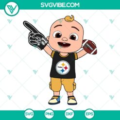 Sports, SVG Files, Baby JJ Cocomelon Pittsburgh Steelers SVG Image PNG DXF EPS 9