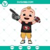 Cute Baby JJ Cocomelon San Francisco 49ers SVG Files for Cricut, includes PNG, DXF, and EPS formats. Perfect for crafting projects!