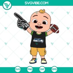 Sports, SVG Files, Baby JJ Cocomelon Seattle Seahawks SVG File PNG DXF EPS 4