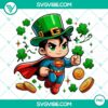 Superman-themed Baby St. Patrick's Day PNG with Shamrock Clover design, ideal for digital download.