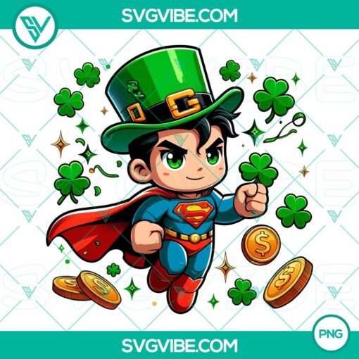 baby super man marvel st patrick day png super man shamrock clover png mockup 1