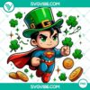 Baby Super Man Marvel St Patrick's Day PNG with Shamrock Clover, ideal for St Patty's projects, downloadable PNG images for web use.