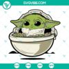 Baby Yoda floating carrier SVG design with Grogu and Mandalorian elements, ideal for May designs.