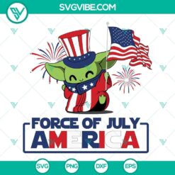 Baby Yoda Force Of July America SVG Files, American Flag SVG Files, Happy 4th