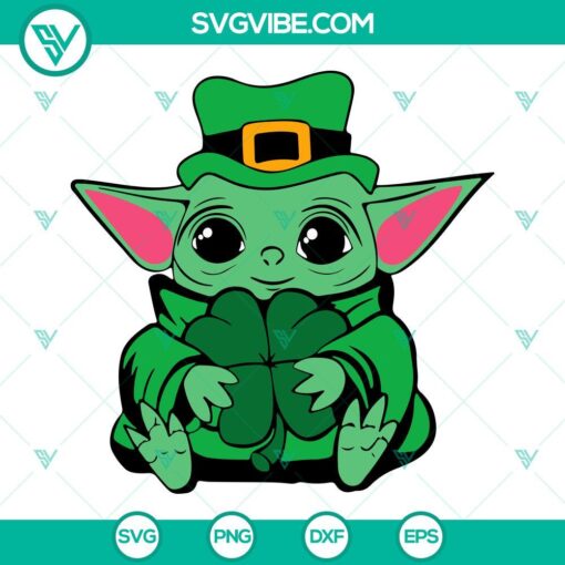 baby yoda four leaf clover svg leprechaun svg star wars st patricks day svg png dxf eps 6 mockup