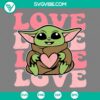 Baby Yoda Valentine SVG with heart and love theme, downloadable in PNG, EPS, and DXF formats for Valentine's Day crafts and projects.