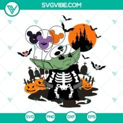 Halloween, SVG Files, Baby Yoda Skeleton SVG Images, Baby Yoda Happy Halloween 2