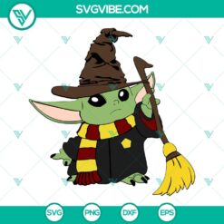 Movies, SVG Files, Baby Yoda Wizard SVG Download, Star Wars Baby Yoda Harry 7