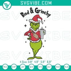 Christmas Embroidery Designs, Embroidery Designs, Bad And Grinchy Grinch 6