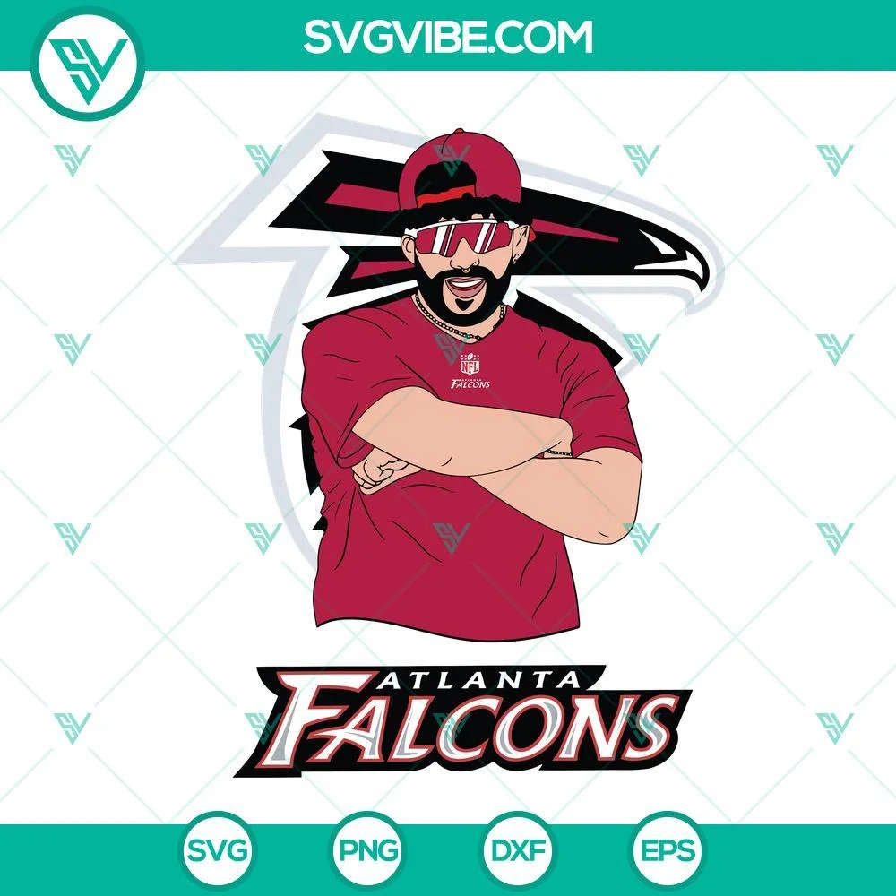 Musics, Sports, SVG Files, Bad Bunny Atlanta Falcons SVG Download DXF EPS PNG 1