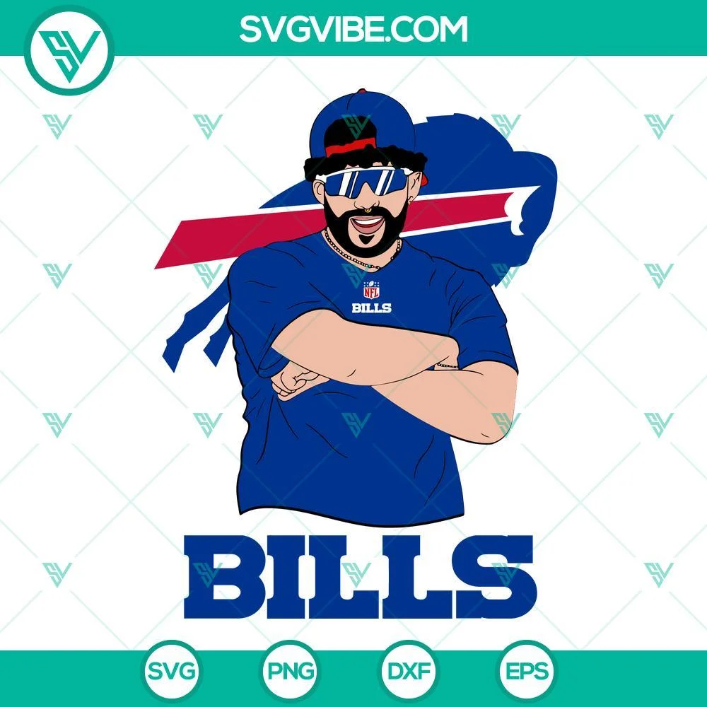 Musics, Sports, SVG Files, Bad Bunny Buffalo Bills SVG Images DXF EPS PNG 1