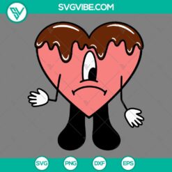 Musics, SVG Files, Valentine's Day, Bad Bunny Chocolate Heart SVG Download, Bad 7