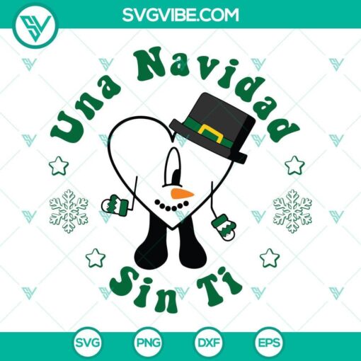 bad bunny christmas svg una navidad sin ti svg bad bunny heart snowman christmas svg 4 mockup