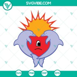 Musics, SVG Files, Bad Bunny Dolphins with Sad Heart SVG Files, Un Verano Sin 11