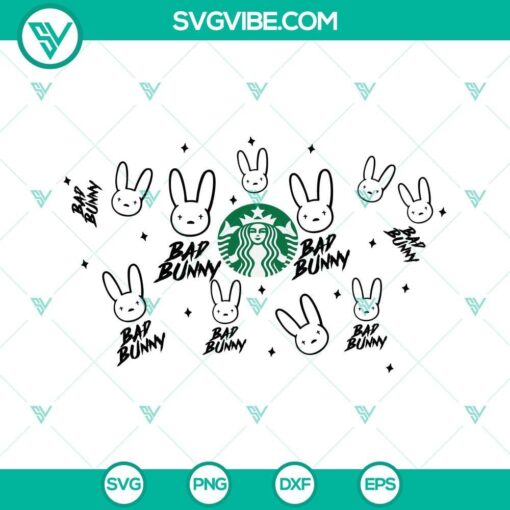 bad bunny full wrap starbucks cup svg bad bunny logo starbucks svg png dxf eps 3 mockup