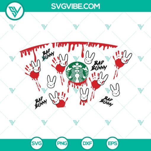 bad bunny halloween starbucks svg bad bunny hand blood starbucks svg 5 mockup