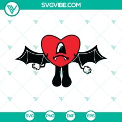 Halloween, Musics, SVG Files, Bad Bunny Heart Boo Ghost Halloween SVG Image PNG 4