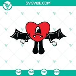 Halloween, Musics, SVG Files, Bad Bunny Sad Heart Pumpkin Halloween SVG File 3