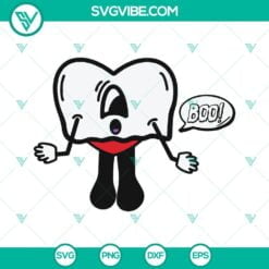 Halloween, Musics, SVG Files, Bad Bunny Heart Boo Ghost Halloween SVG Image PNG 7