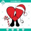 Bad Bunny wearing Santa Claus hat with heart and Christmas theme, festive SVG digital file for holiday crafts.