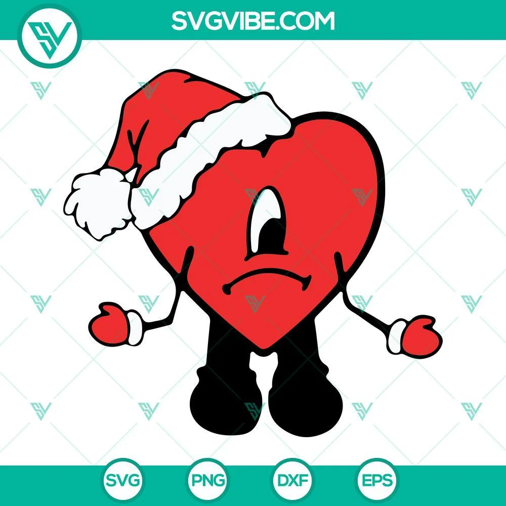 Christmas, Musics, SVG Files, Bad Bunny Heart Christmas SVG Download Bundle, 3