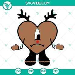 bad bunny heart christmas tree svg bad bunny heart reindeer ornament svg png dxf eps cut file 3 mockup