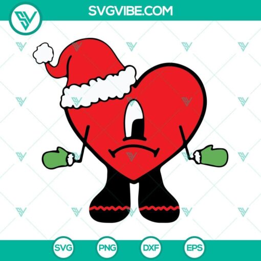 bad bunny heart christmas tree svg bad bunny heart reindeer ornament svg png dxf eps cut file 8 mockup