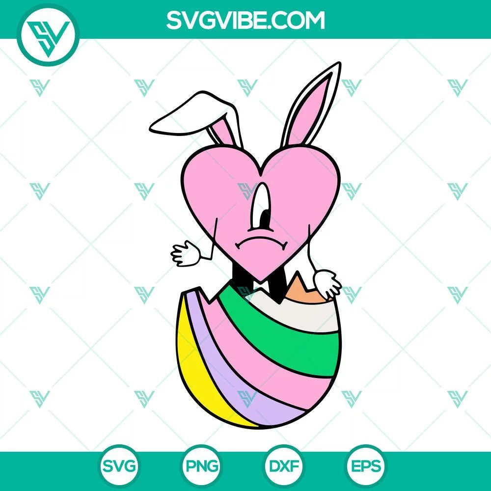 Easter, Musics, SVG Files, Bad Bunny Heart Easter Egg SVG Download, Un Pascua 1