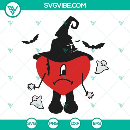 bad bunny heart halloween svg bundle un halloween sin ti svg bad bunny horror heart halloween svg png dxf eps bundle 4 mockup