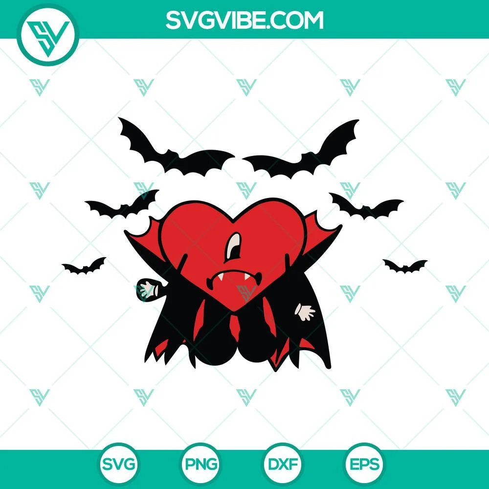 Halloween, Musics, SVG Files, Bad Bunny Heart Halloween SVG File Bundle, Un 6