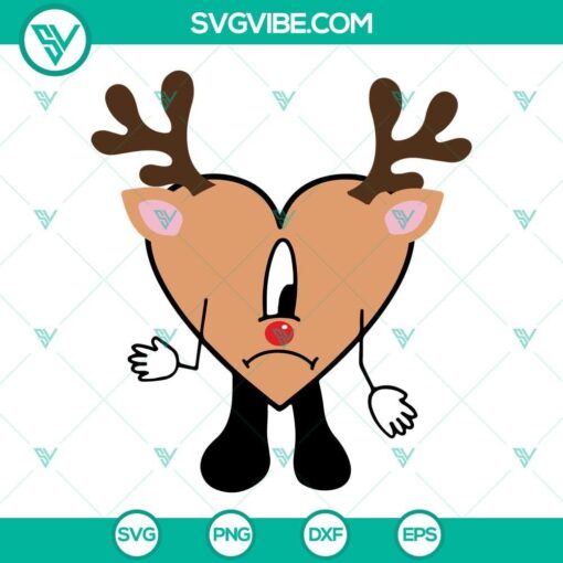 bad bunny heart reindeer christmas svg png dxf eps files 2 mockup