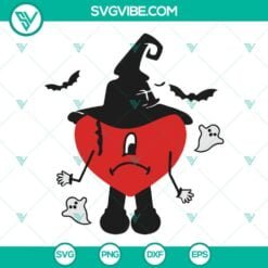 Halloween, Musics, SVG Files, Bad Bunny Heart Witch Hat Halloween SVG Images 11