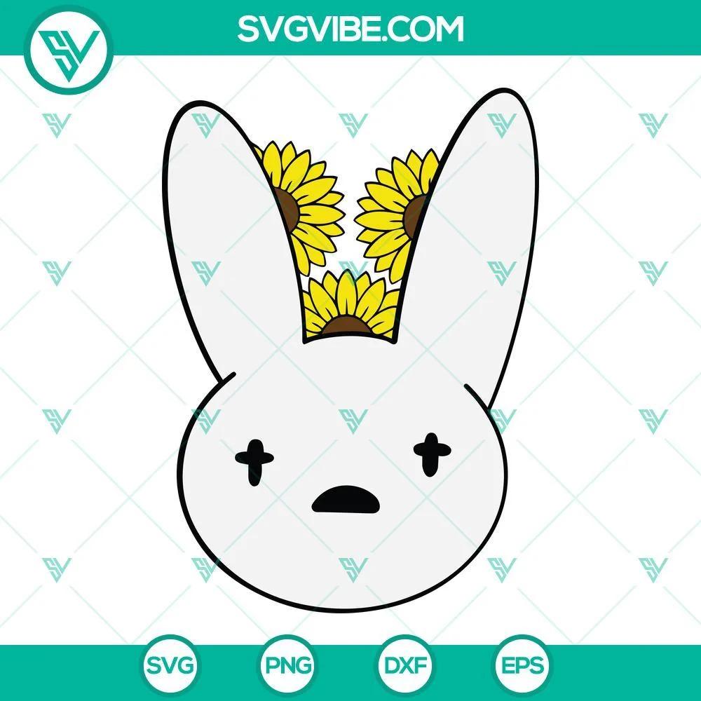 Musics, SVG Files, Bad Bunny Logo Sunflower SVG Download PNG DXF EPS Cut Files 1