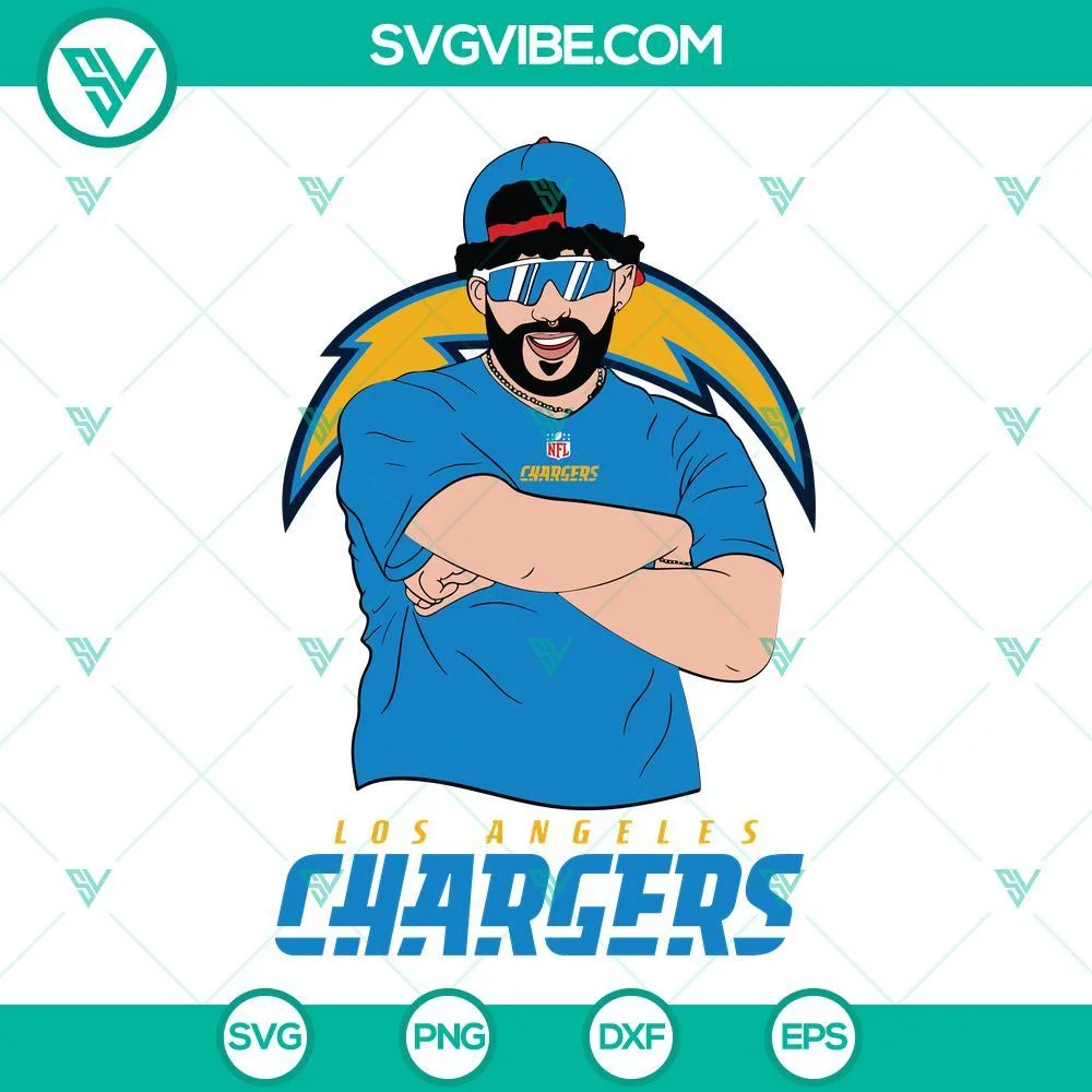 Musics, Sports, SVG Files, Bad Bunny Los Angeles Chargers SVG Download DXF EPS 1