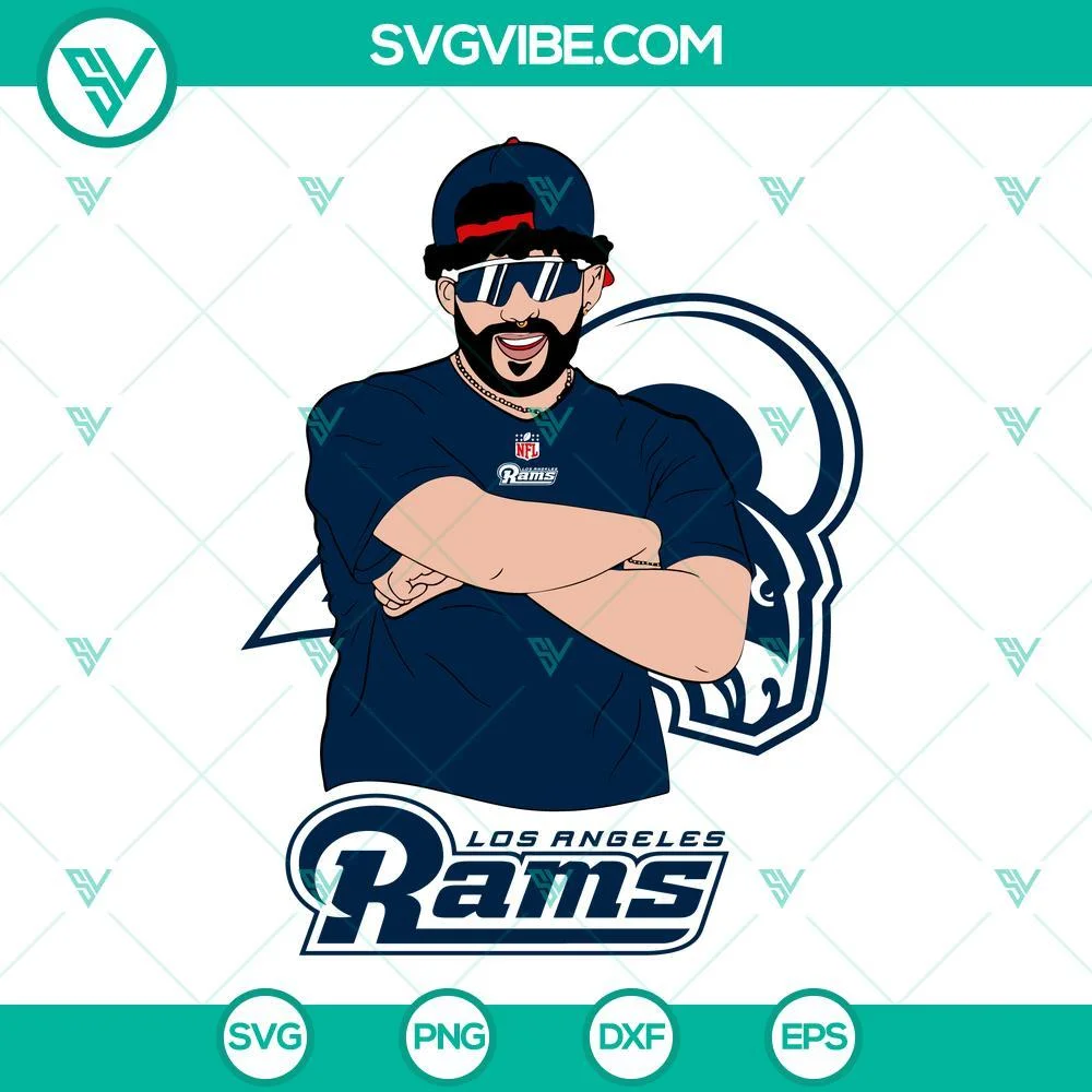 Musics, Sports, SVG Files, Bad Bunny Los Angeles Rams SVG Files DXF EPS PNG 1