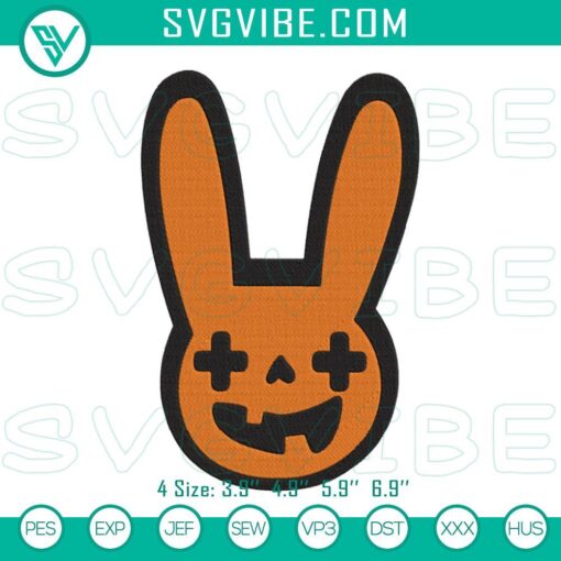 bad bunny pumpkin embroidery designs bad bunny halloween embroidery files mockup