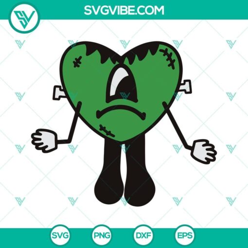 bad bunny sad heart frankenstein monster svg bad bunny halloween svg 9 mockup