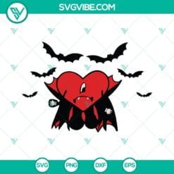 Halloween, Musics, SVG Files, Bad Bunny Sad Heart Vampire Bats Halloween SVG 17