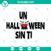 Bad Bunny vampire-themed SVG cut files for Halloween projects, featuring a sad heart and the phrase "Un Halloween Sin Ti". Downloadable.