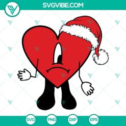 Bad Bunny Santa Hat Christmas SVG Image, Bad Bunny Santa Claus SVG Images PNG
