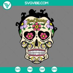 Musics, SVG Files, Bad Bunny Sugar Skull SVG Image, Bad Bunny SVG File PNG EPS 2