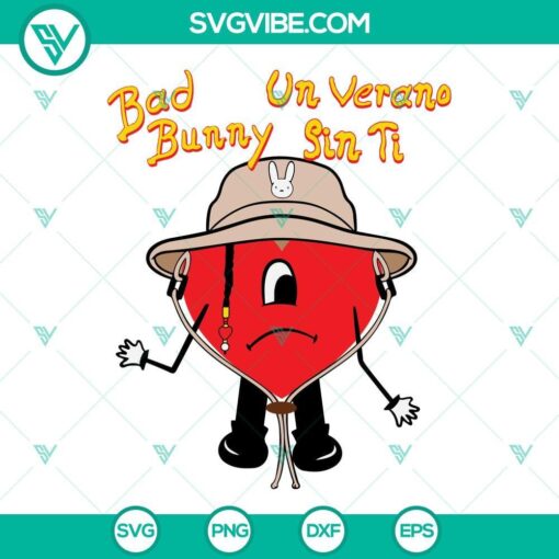 bad bunny un verano sin ti sad heart svg png dxf eps cut files for cricut silhouette 4 mockup