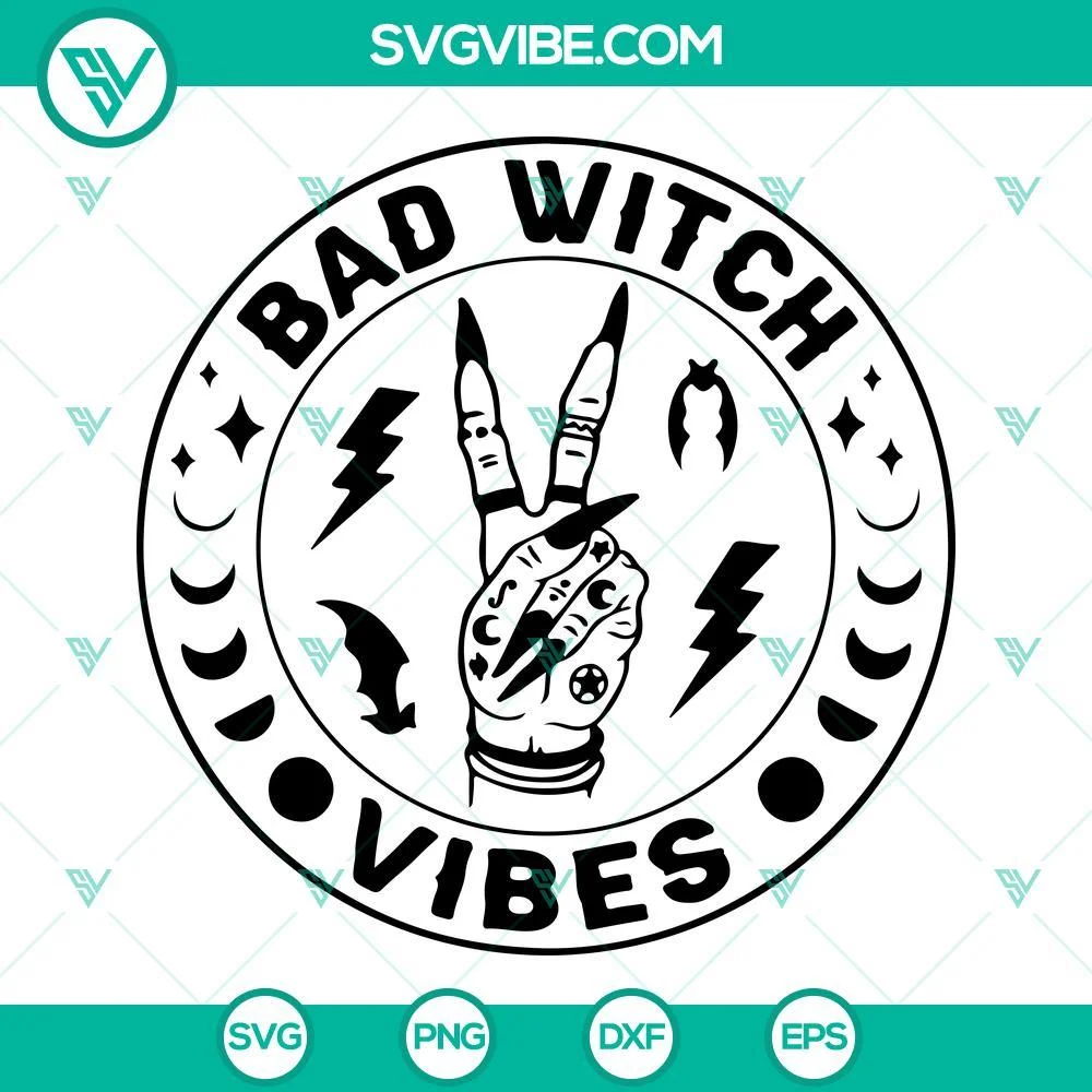 Halloween, SVG Files, Bad Witch Vibes SVG Files Bundle, Halloween Witch SVG 1