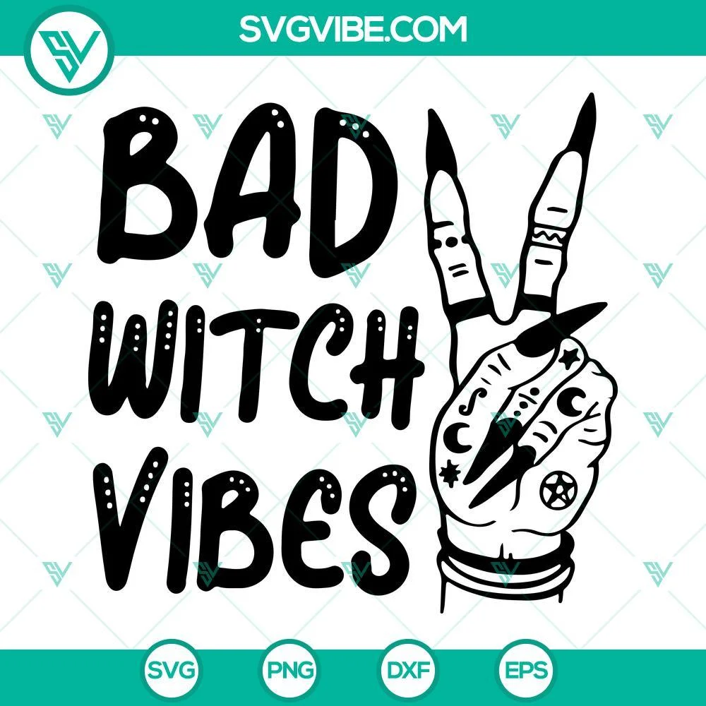 Halloween, SVG Files, Bad Witch Vibes SVG Files Bundle, Halloween Witch SVG 2