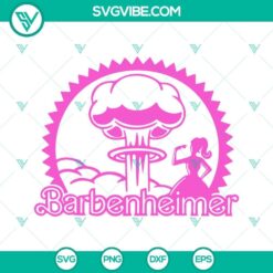 Barbenheimer Movie and Barbie Meets Oppenheimer SVG files with unique movie-themed design elements for crafting and creativity.