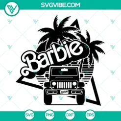 barbi jeep offroad 4 4 car svg ken offroad svg retro 80s svg barbie doll car svg png dxf eps 4 mockup