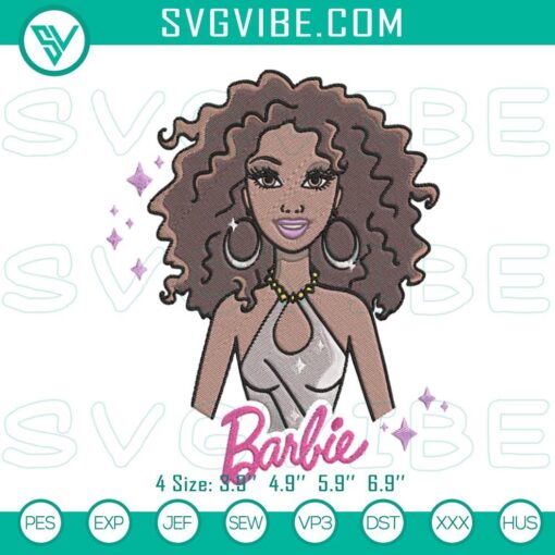 barbie afro curly hair embroidery design american african barbie doll embroidery pattern file mockup