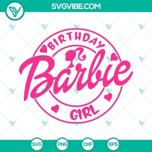 barbie birthday girl svg barbie pink doll svg barbie party svg png dxf eps cut files 5 mockup