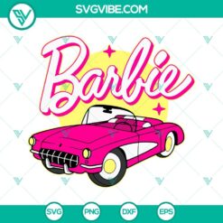 Movies, SVG Files, Barbie Corvette Car SVG Image, Barbie Pink Car SVG Files PNG 3