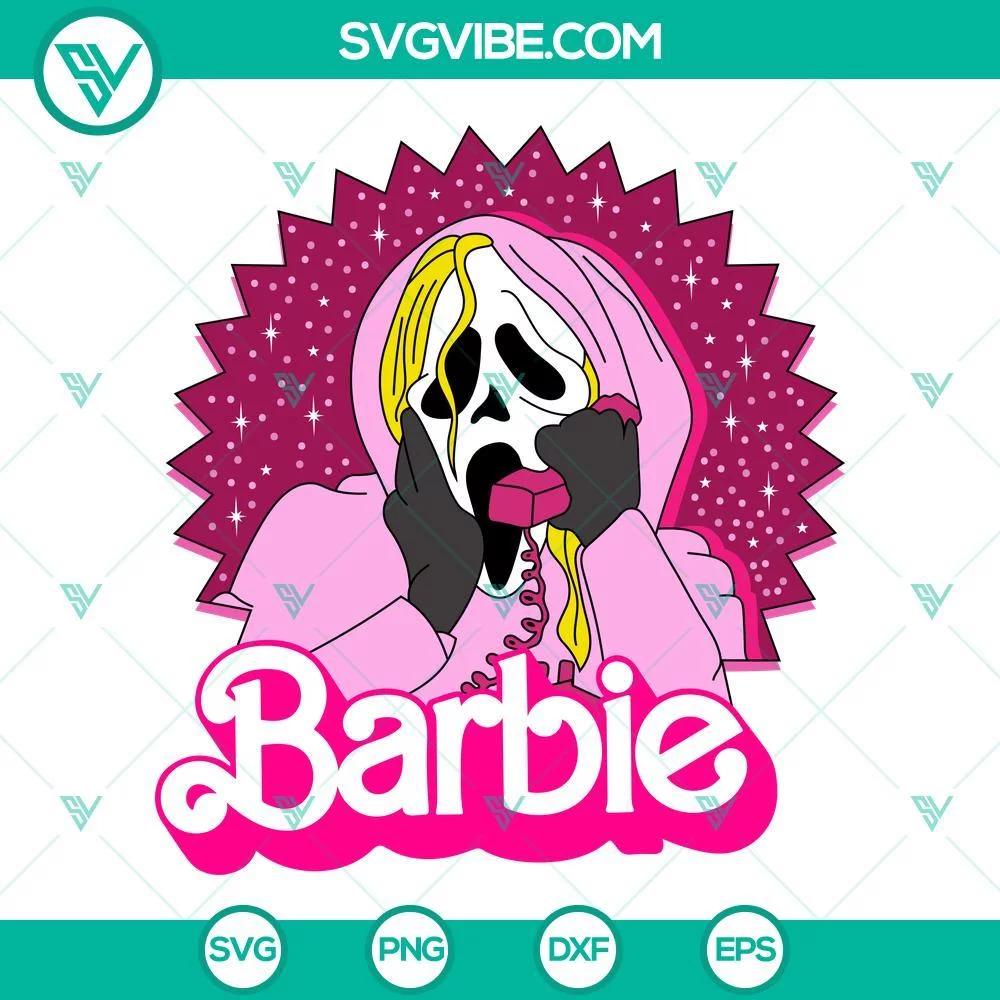 Halloween, Movies, SVG Files, Barbie Ghostface SVG Download, Pink Scream SVG 1